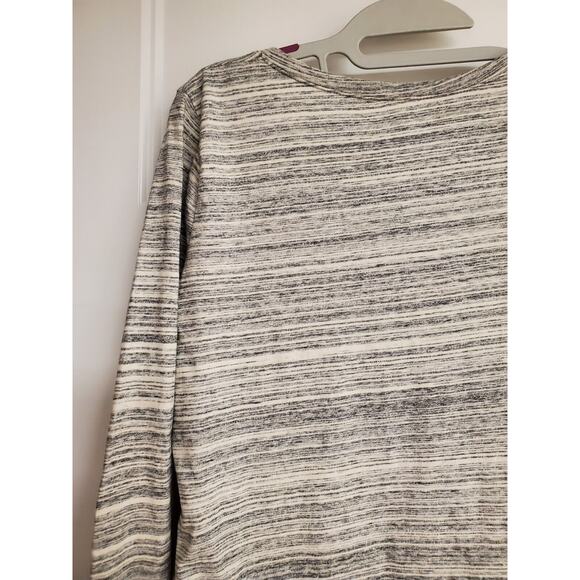 Women's Eddie Bauer Gray Stripe V-Neck Long Sleeve Cotton Tee | Size Medium - Picture 6 of 8